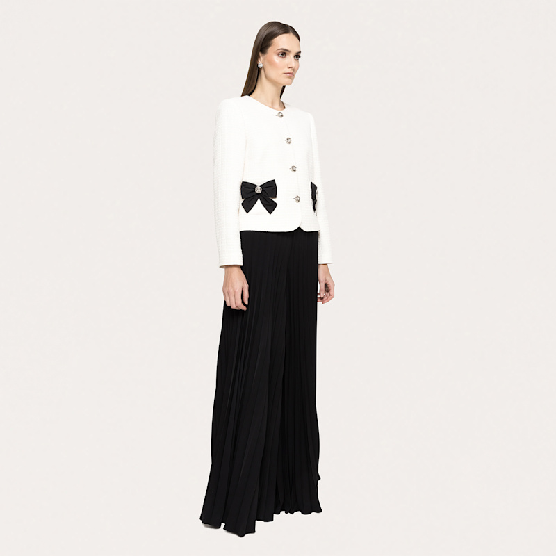 Thumbnail of Bow-Detail Boucle Suit Jacket White image