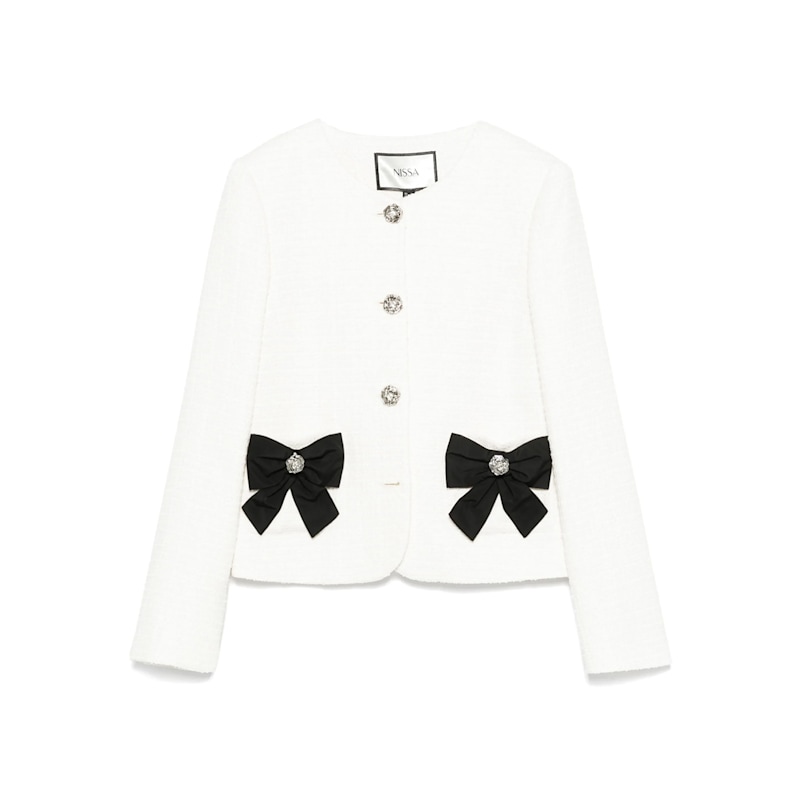 Thumbnail of Bow-Detail Boucle Suit Jacket White image