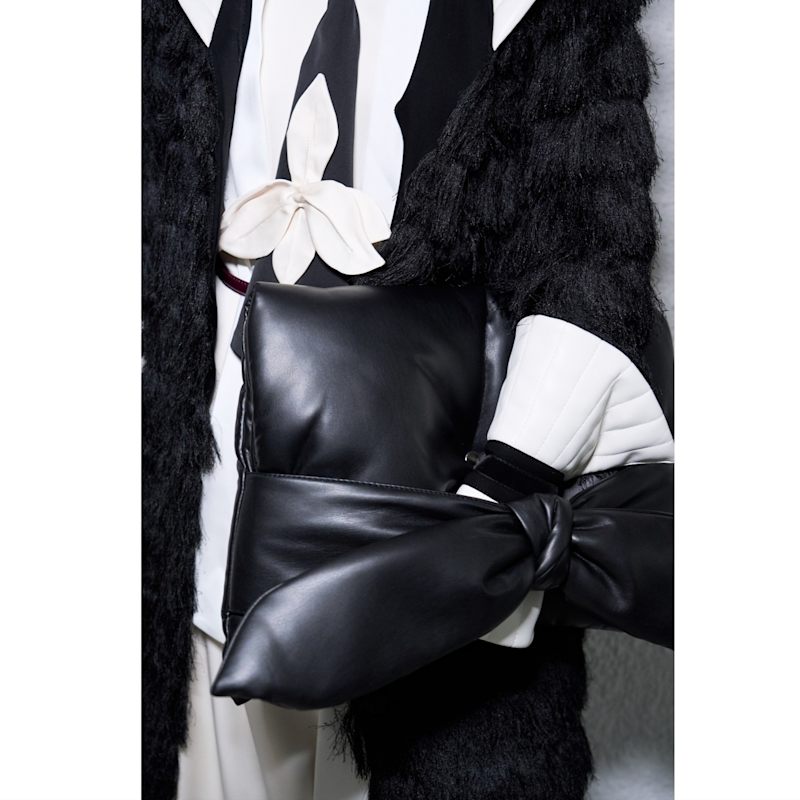 Bow-Detail Faux Leather Clutch - Black by Julia Allert