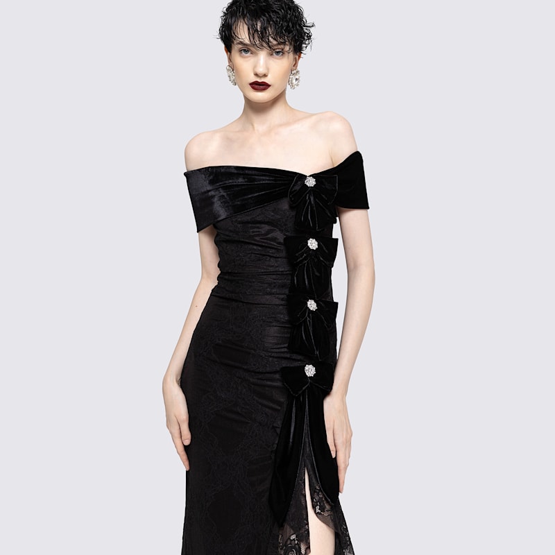 Thumbnail of Bow-Detail Lace Maxi Dress image