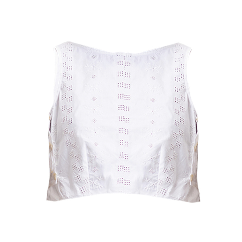 Thumbnail of Boxy Coconut White Crop Cotton Top image