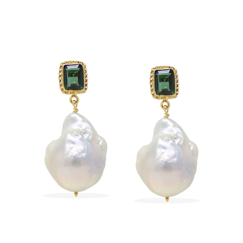 Thumbnail of Luccichio Green Quartz And Pearl Earrings image