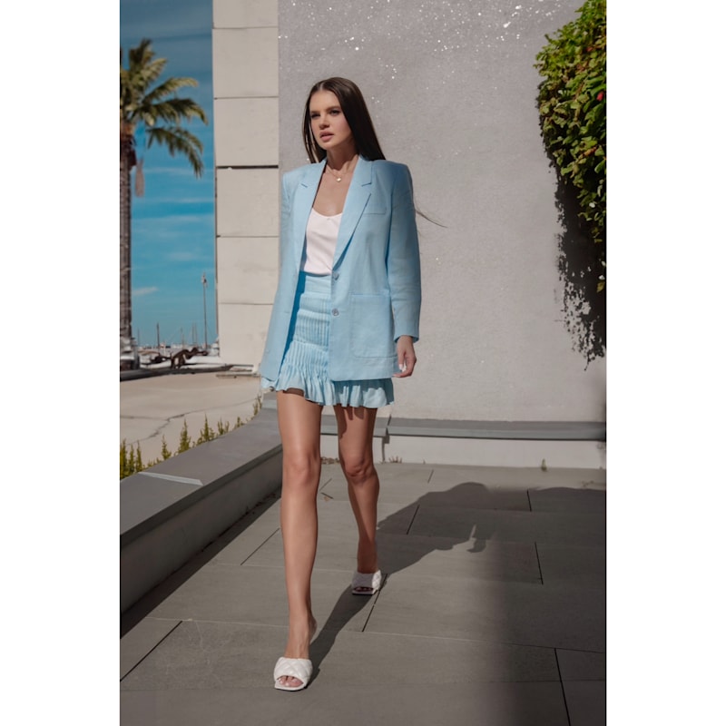 Thumbnail of Breeze Blue Linen Skirt image