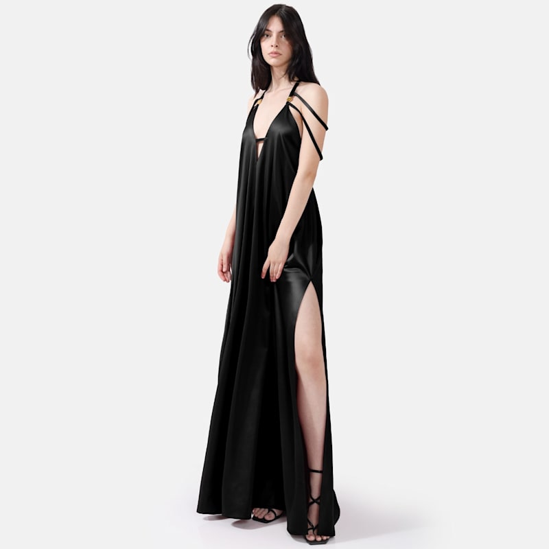 black red maxi dress Zapakasa Women Sparkly Black Red Mermaid Long Bridesmaid Dress with Beading  Cold Shoulder Prom Dress