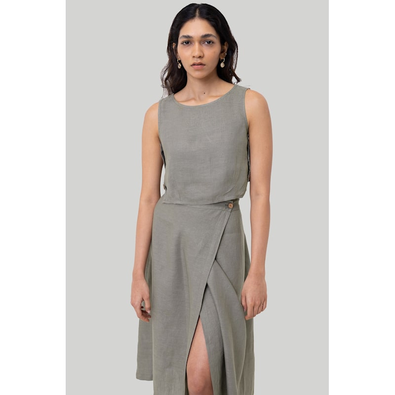 Thumbnail of Overlap Midi Dark Green Skirt image