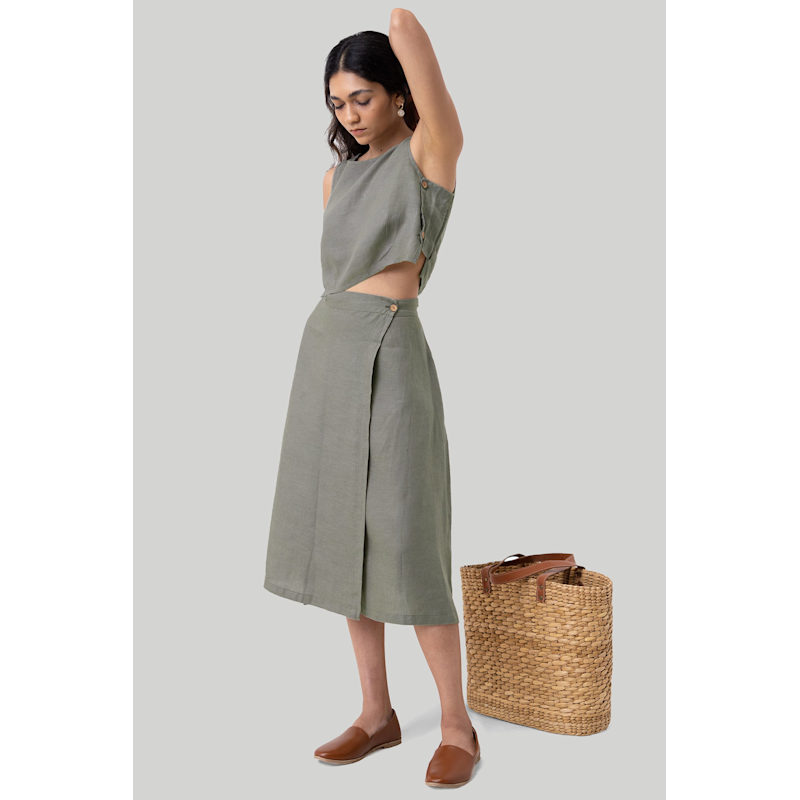 Thumbnail of Overlap Midi Dark Green Skirt image