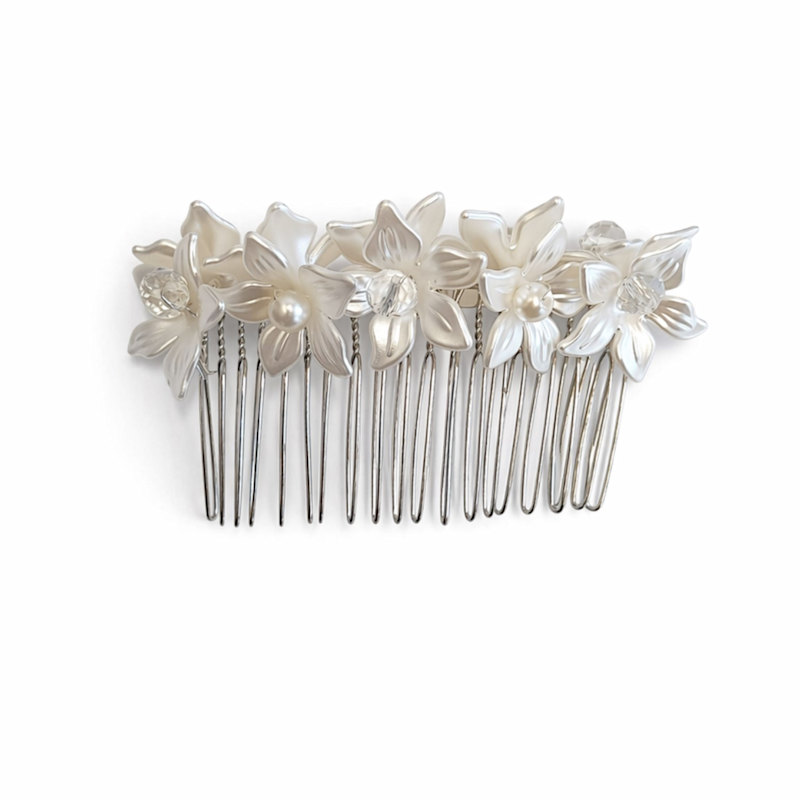 Mother of Pearl Iridescent Ivory Hair Comb Mother Of Pearl Comb, Sku#M191-1 – Aloha Pearls & Schwartz main image 3