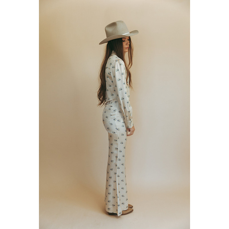 Thumbnail of Bridget Bells - High-Waisted Floral Print Western Bell Bottoms image