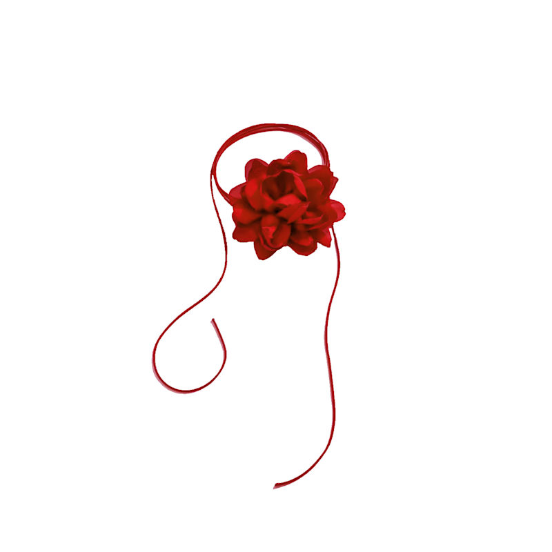 Thumbnail of Bright Red Flower Choker Necklace image