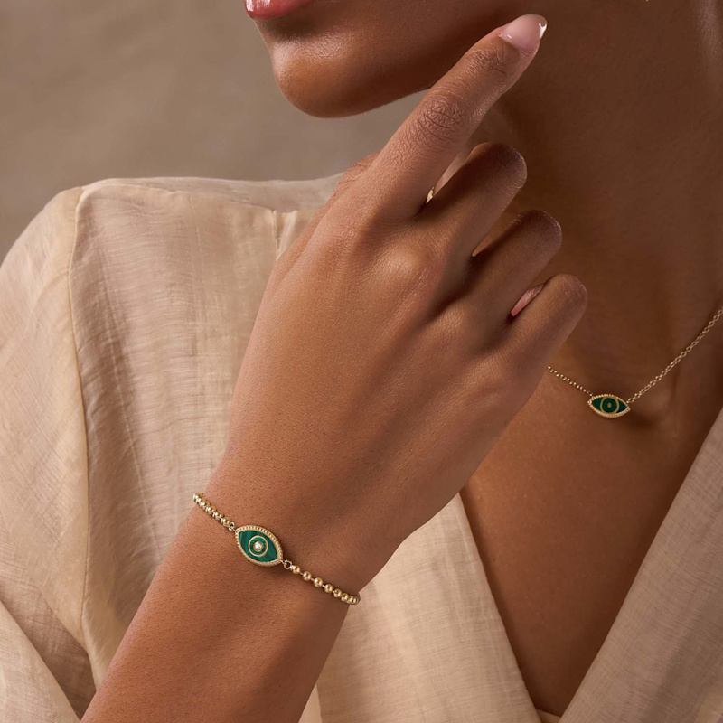 Thumbnail of Bright Soul Evil Eye Malachite Gold Bracelet image