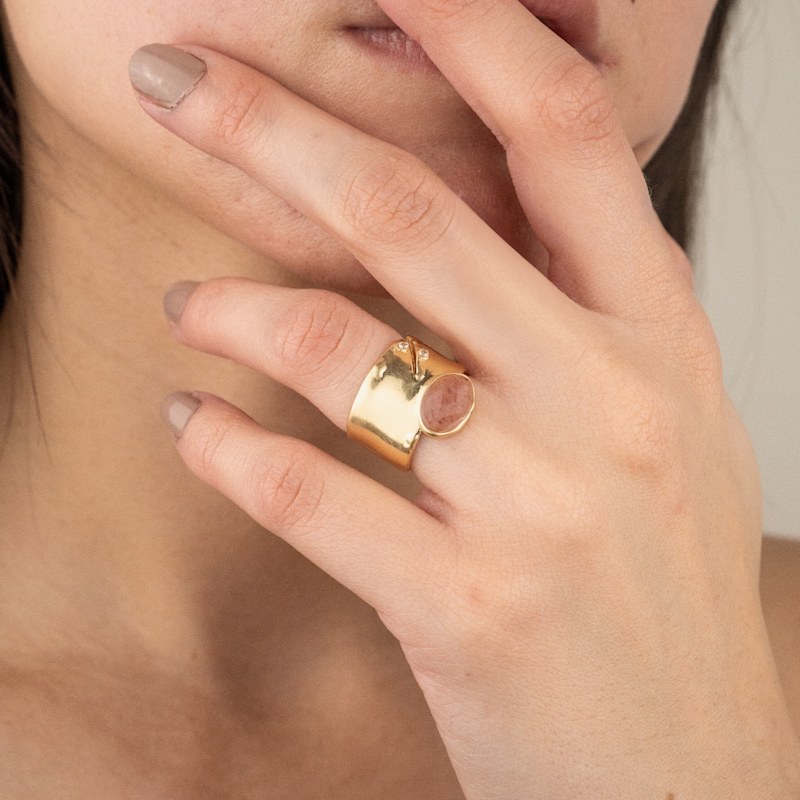 Thumbnail of Brilliance Stone Strawberry Quartz Statement Ring image