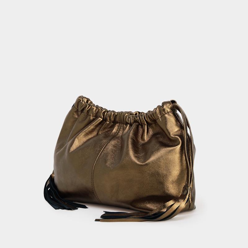 Thumbnail of Bronze Leather Clutch Bag With Tassels image