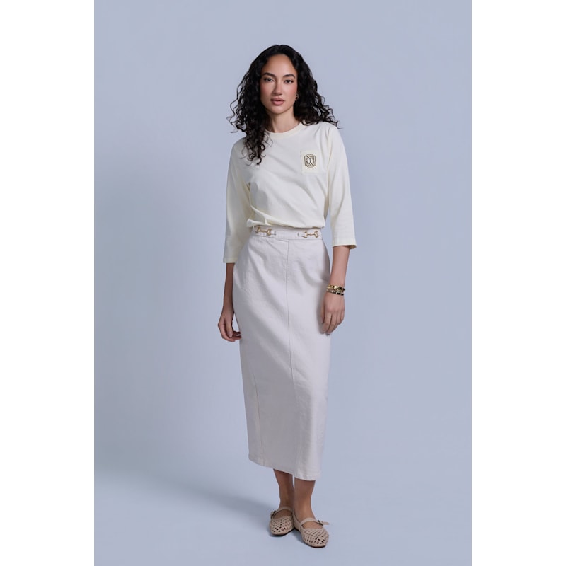 Thumbnail of Horsebit Denim Skirt - Neutrals image