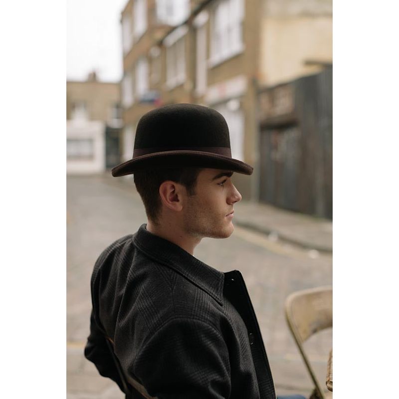 Brooke Black Brown Wool Felt Bowler Derby Hat by Dasmarca Hats