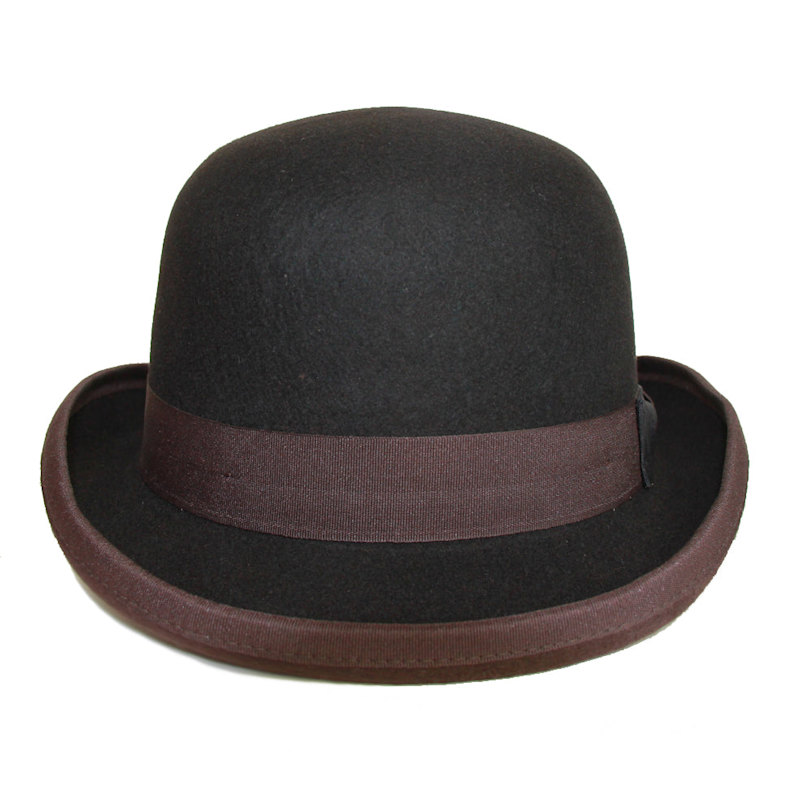 Thumbnail of Brooke Black Brown Wool Felt Bowler Derby Hat image