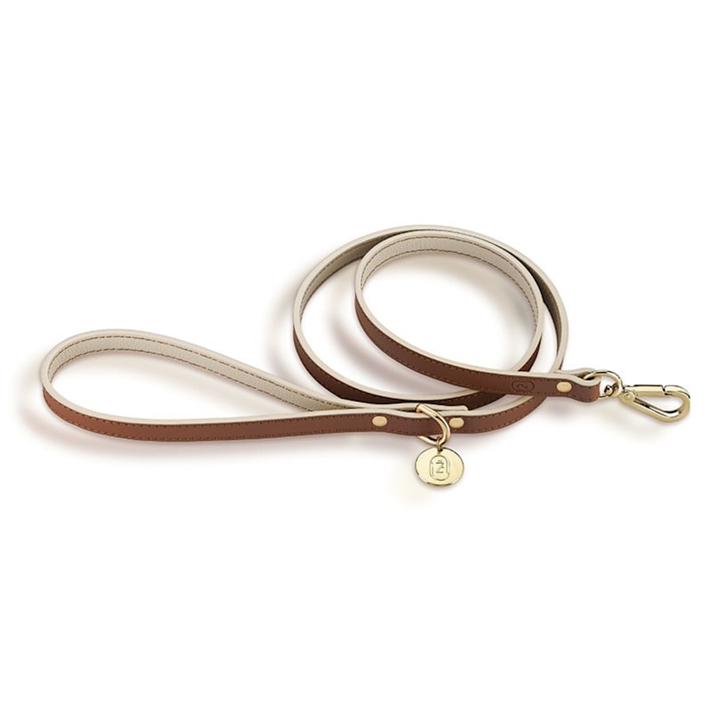 Thumbnail of Brown Beige Leather Dog Leash image