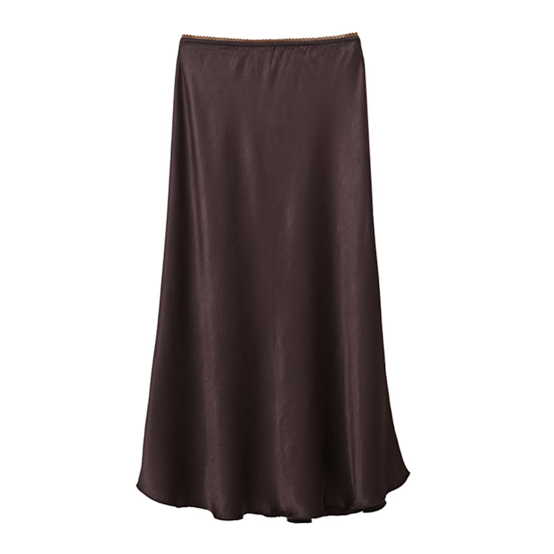 Thumbnail of Brown Bias Cut Satin Skirt image