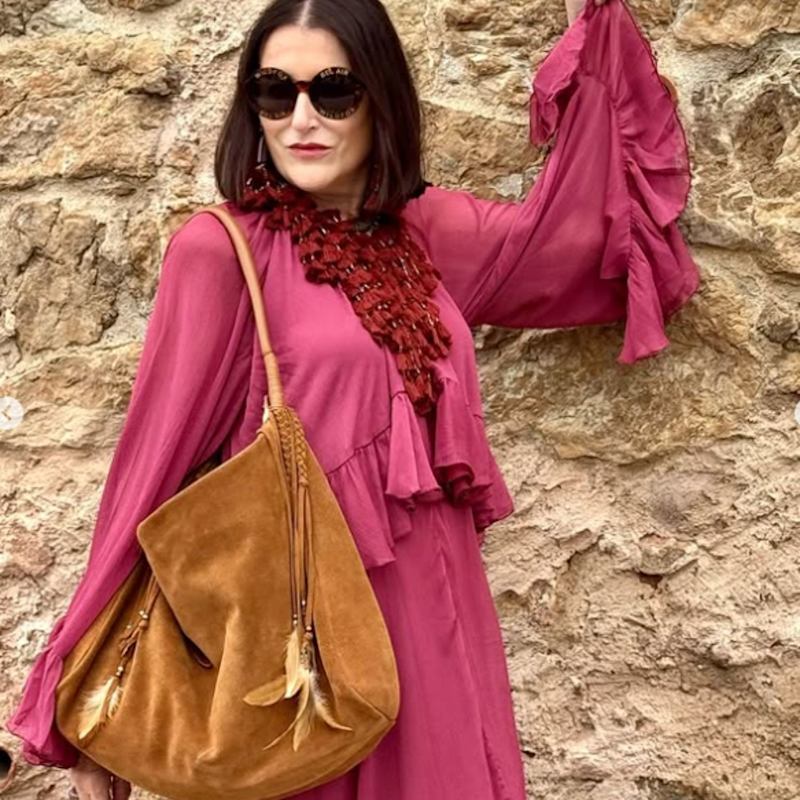 Thumbnail of Brown Boho Suede Oversized Bag With Fringes image