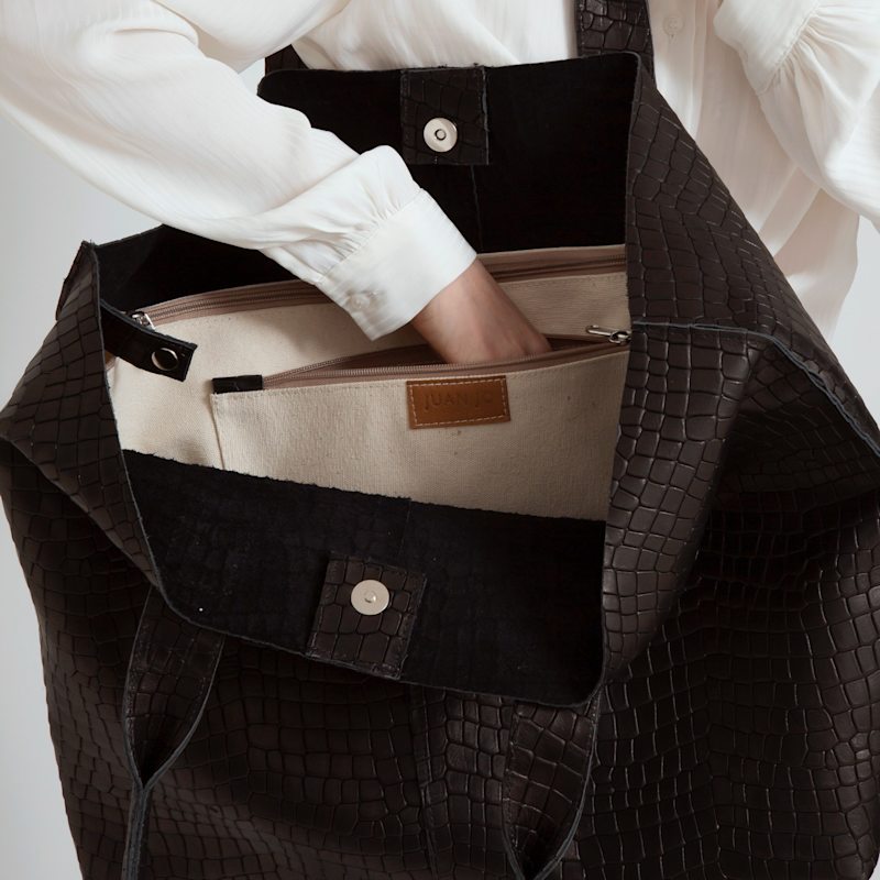 Thumbnail of Brown Croc Embossed Extra Large Tote Bag - Maxi image