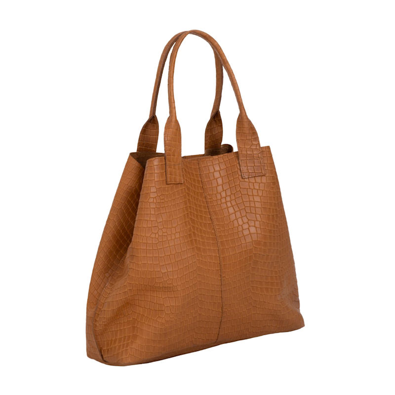 Thumbnail of Brown Croc Embossed Extra Large Tote Bag - Maxi image