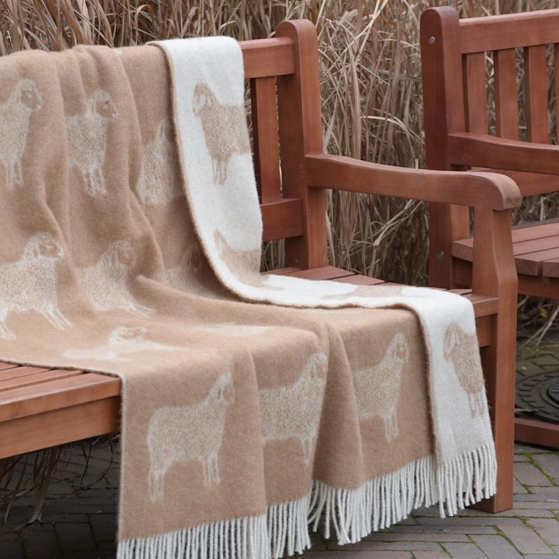 Thumbnail of Brown Dot Sheep Wool Throw image