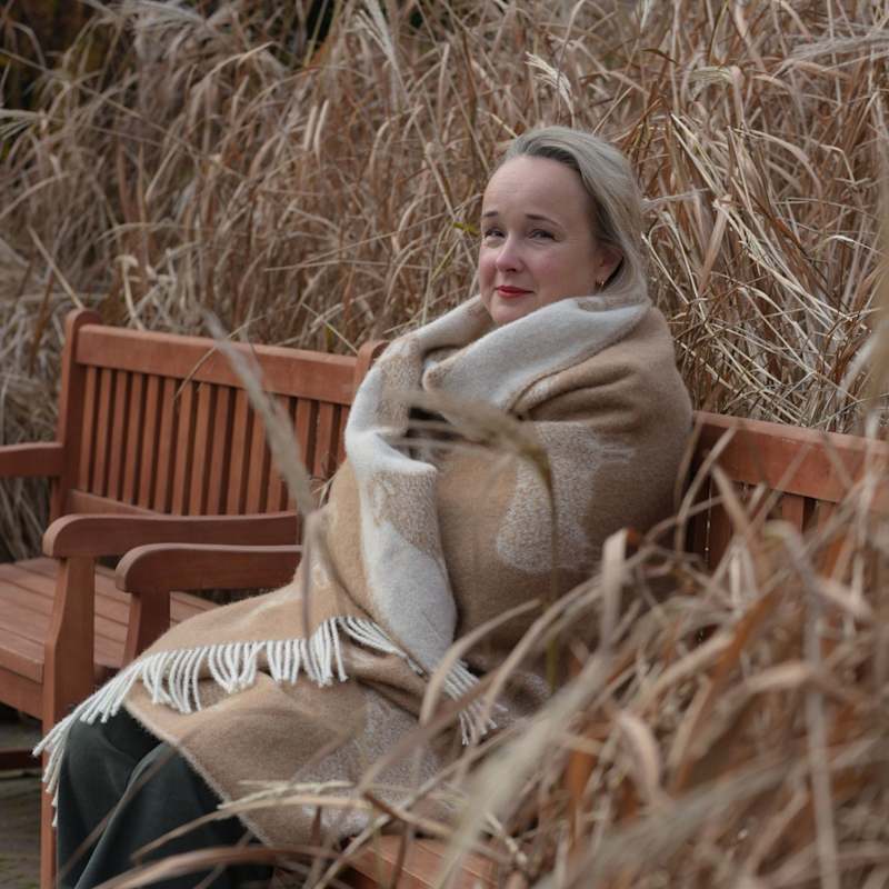 Thumbnail of Brown Dot Sheep Wool Throw image