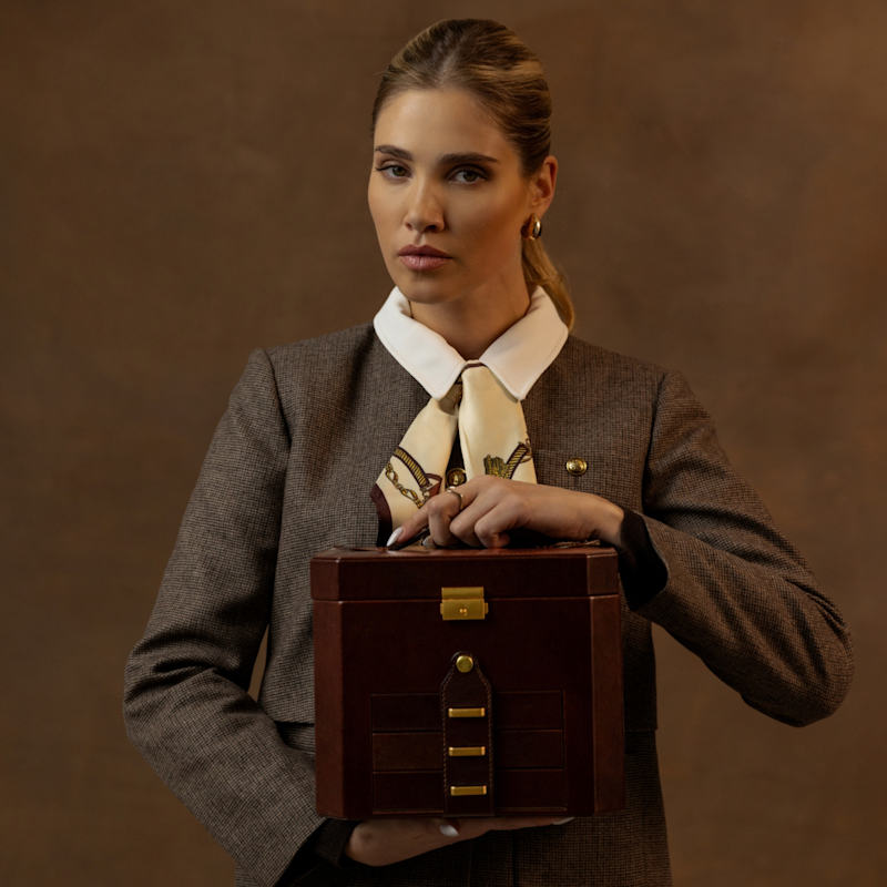 Thumbnail of Large Leather Jewelry Box For Women - A Handful Of Dust - Brown image