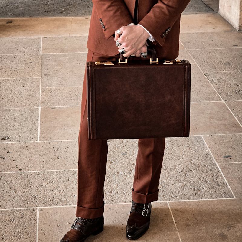 Thumbnail of Brown Leather Attaché Case Briefcase - Fatherland image