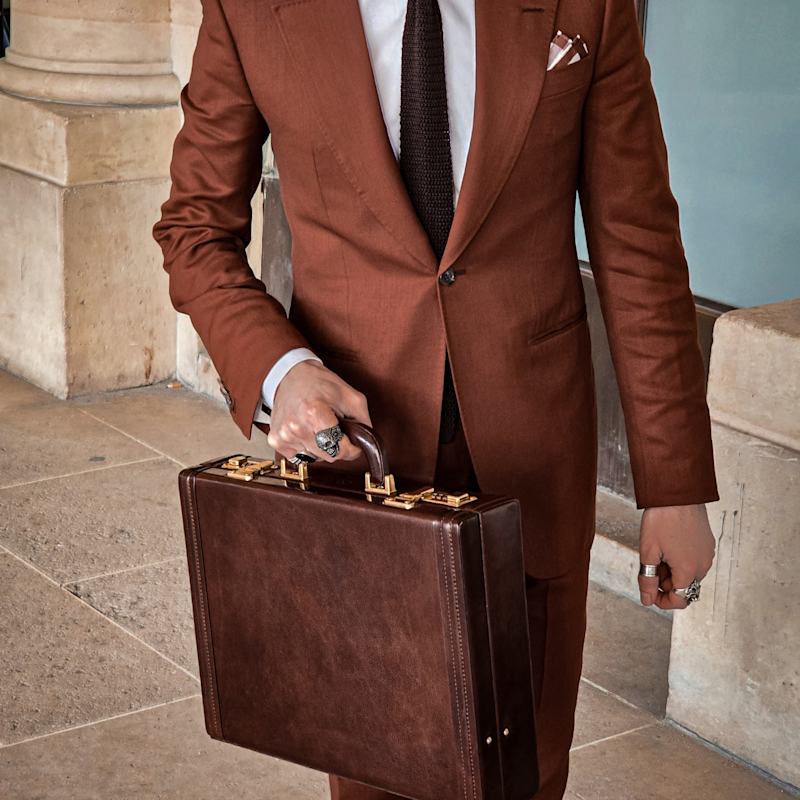 Thumbnail of Brown Leather Attaché Case Briefcase - Fatherland image