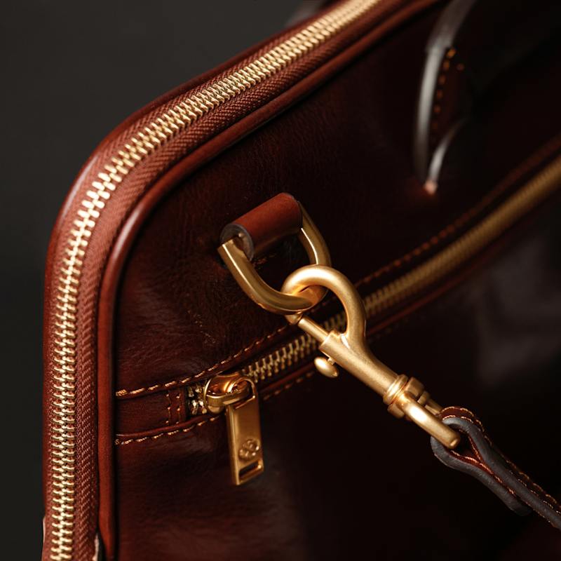 Thumbnail of Womens Leather Briefcase Laptop Bag In Brown - Brave New World image