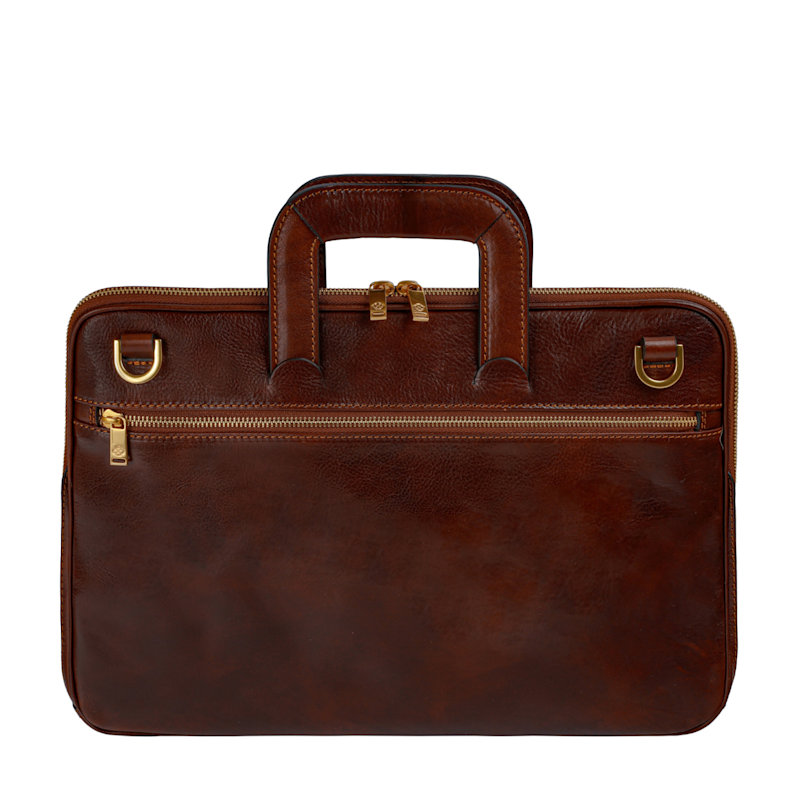 Thumbnail of Womens Leather Briefcase Laptop Bag In Brown - Brave New World image