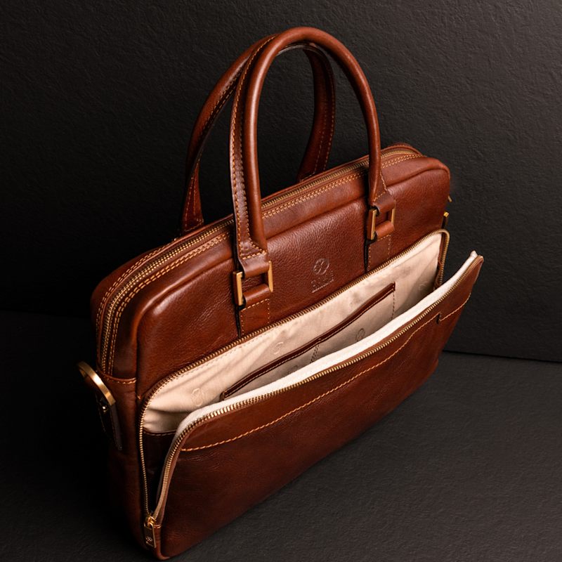 Thumbnail of Womens Leather Briefcase Laptop Bag In Brown - Orlando image