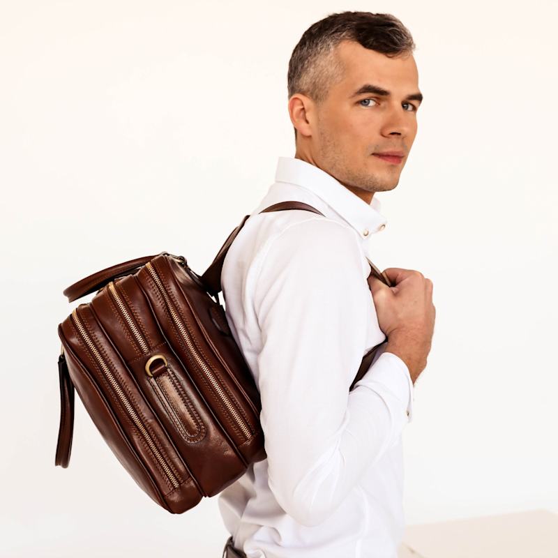 Thumbnail of Brown Leather Convertible Briefcase Backpack - A Farewell To Arms image