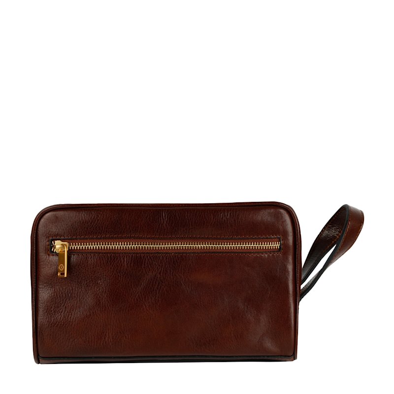 Thumbnail of Brown Leather Cosmetic Bag Dopp Kit - All The Kings Men image