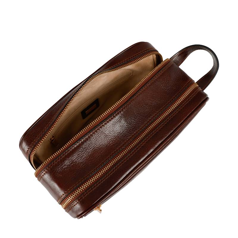 Thumbnail of Brown Leather Cosmetic Bag Dopp Kit - All The Kings Men image