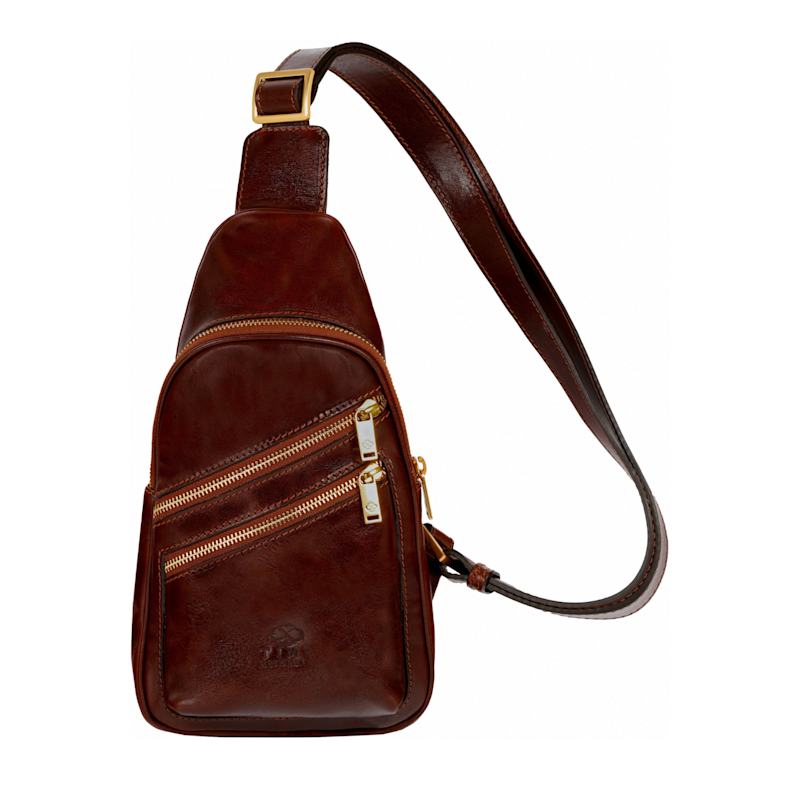 Thumbnail of Brown Leather Sling Bag - Catch Twenty Two image