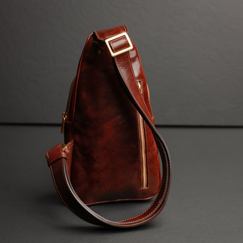 Thumbnail of Brown Leather Sling Bag - Catch Twenty Two image