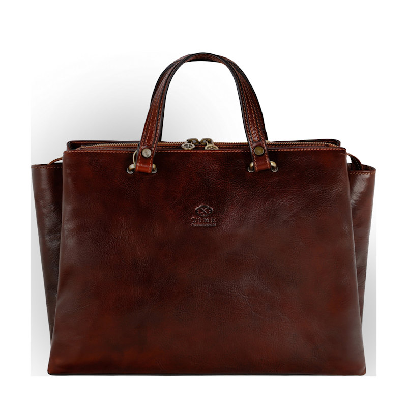 Thumbnail of Brown Leather Tote Bag Shoulder Bag For Women – The Scarlet Letter image