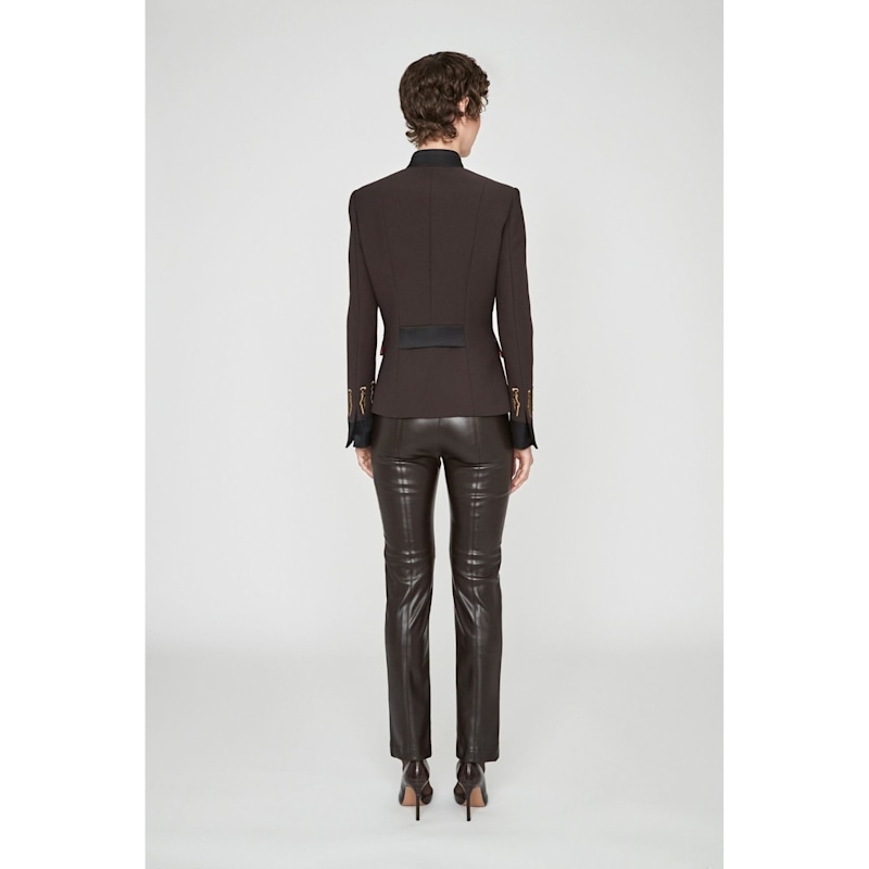 Thumbnail of Brown Military Tailored Blazer With Gold Embroidery image