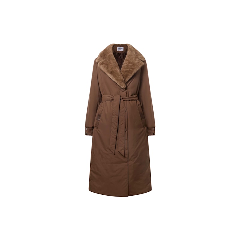 Brown Padded Faux Fur Coat | James Lakeland | Wolf & Badger