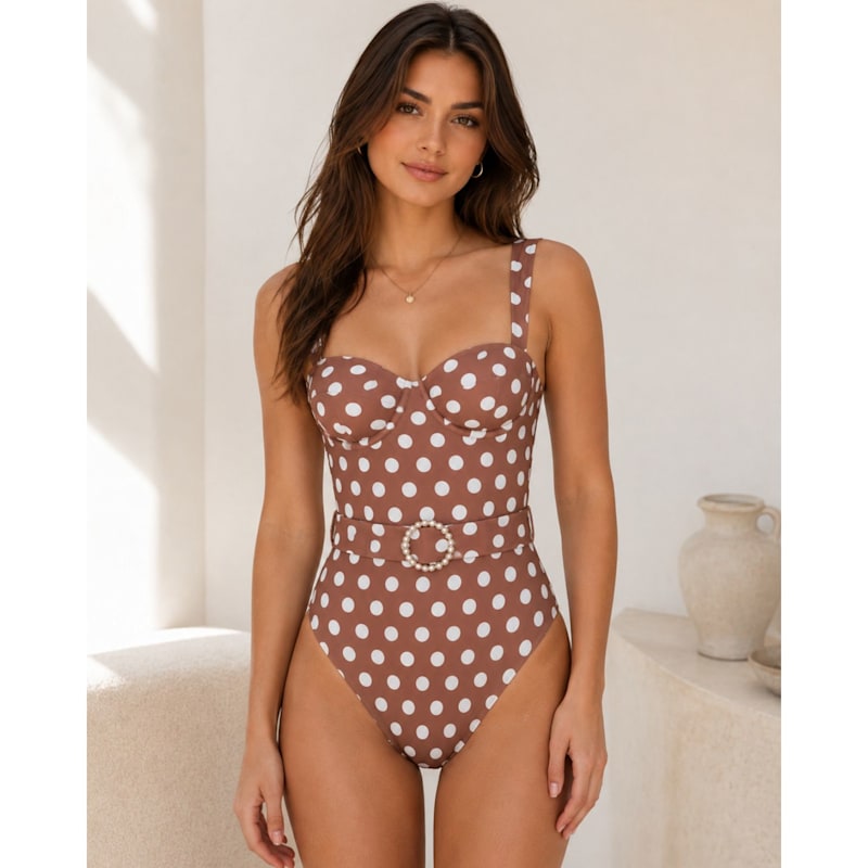 Thumbnail of Brown Polka Dots Swimsuit image