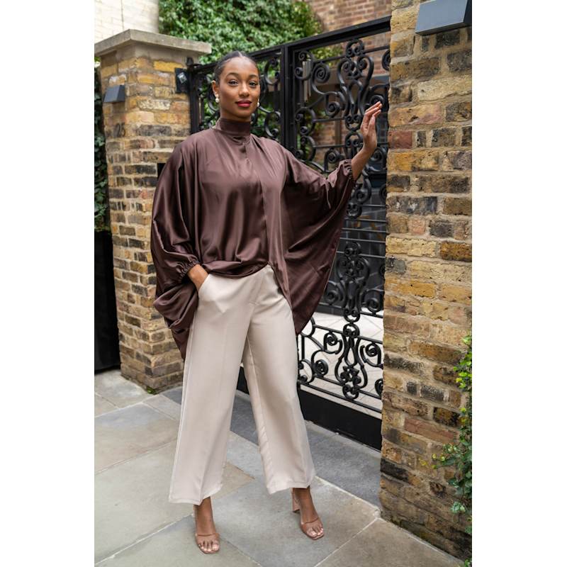 Thumbnail of Brown Satin Tunic - Long image