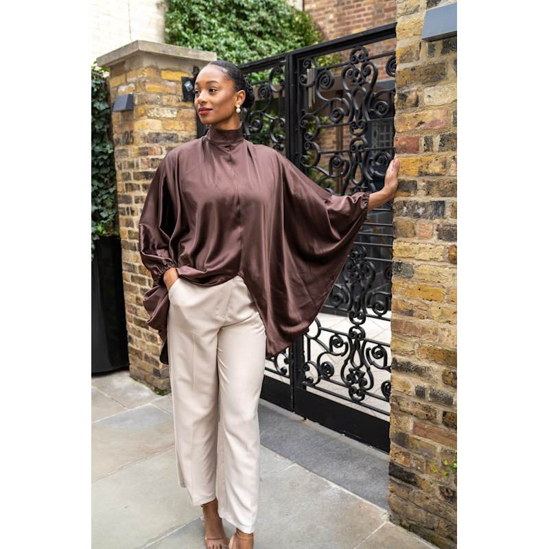 Thumbnail of Brown Satin Tunic - Long image