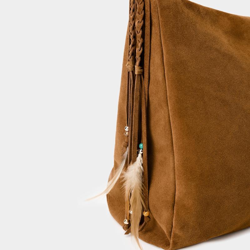 Thumbnail of Brown Boho Suede Oversized Bag With Fringes image