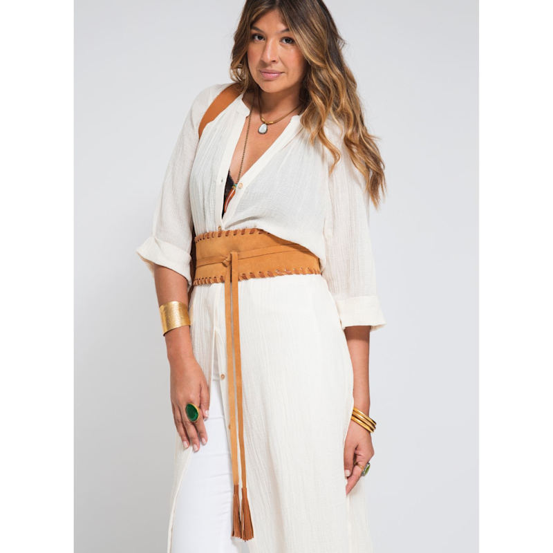 Thumbnail of Brown Suede Wrap Belt With Leather Tassels image