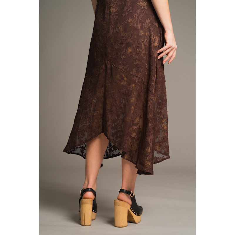 Little Lies Sugar Chiffon Midi Dress - Brown