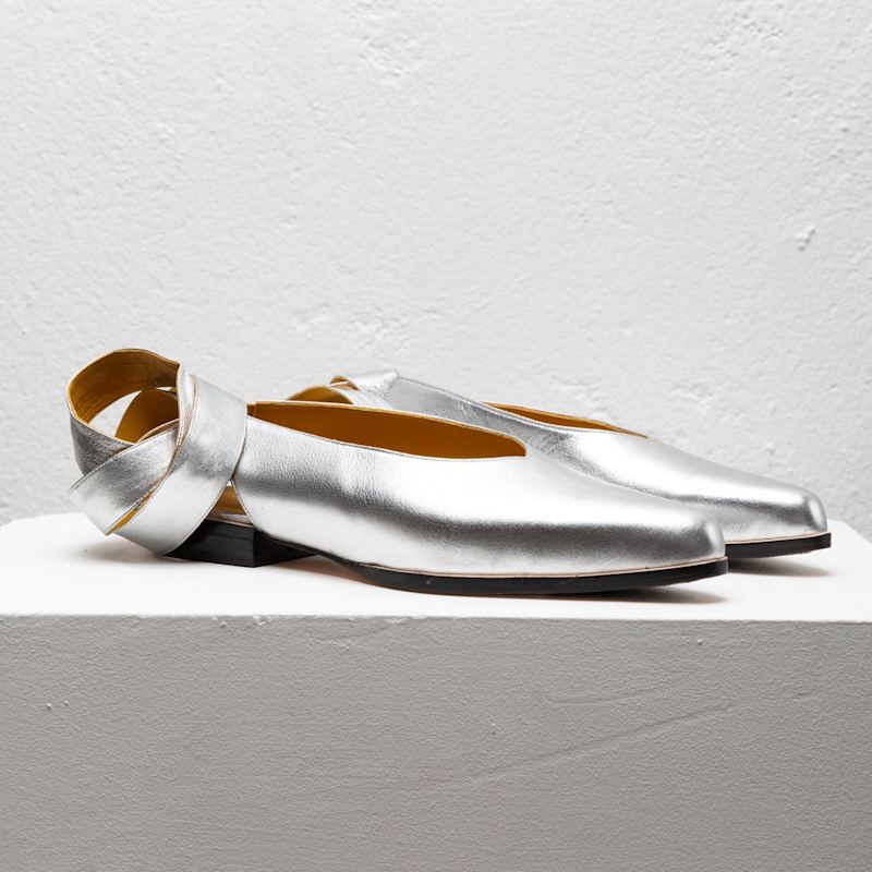 Thumbnail of Bruna Silver Tie-Up Flats image