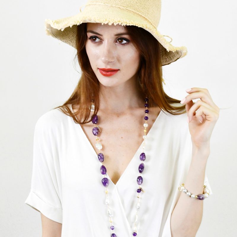 Thumbnail of Amethyst & Freshwater Pearls Multi-Way Necklace image