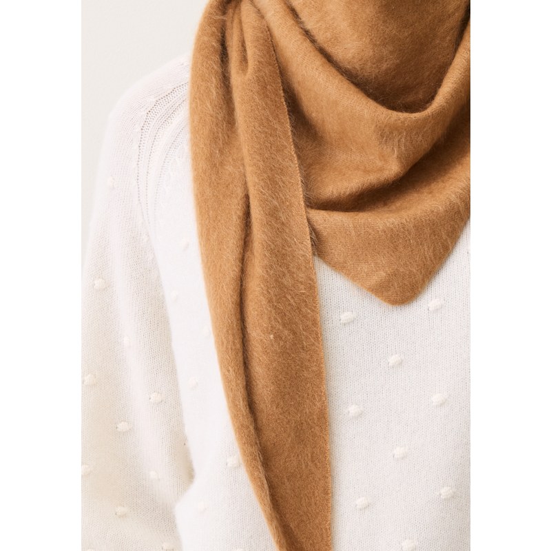 Brushed Triangle Cashmere Scarf In Earth Brown Loop Cashmere
