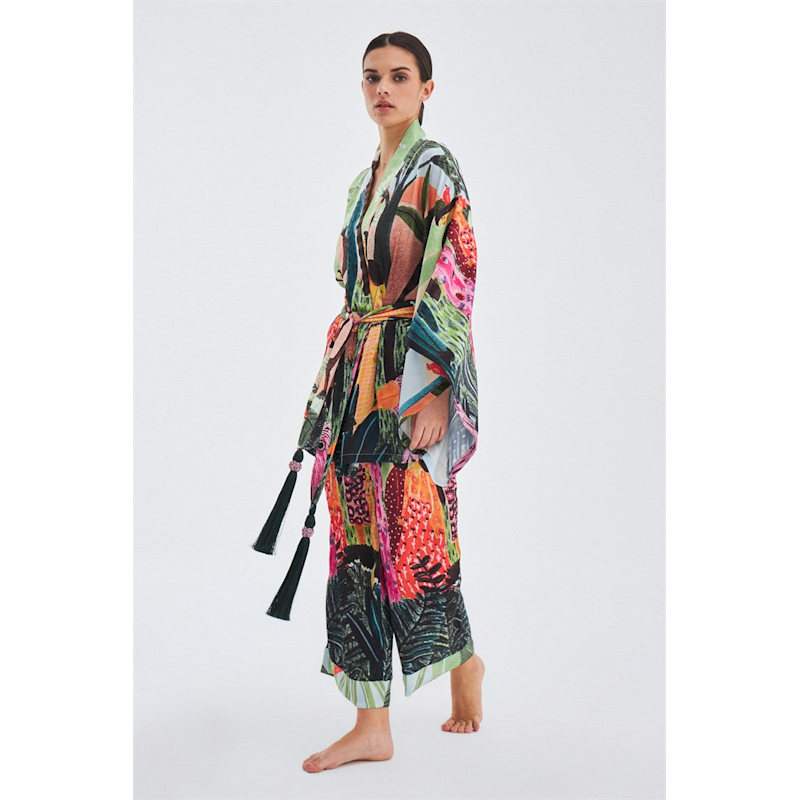 Thumbnail of Shuko Matt Satin Short Kimono - Multicolour image